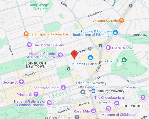 Edinburgh Departure point map