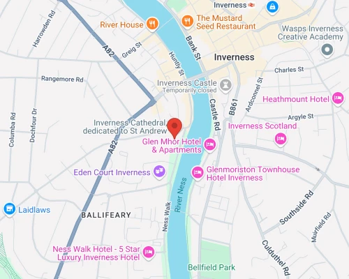Inverness departure point map