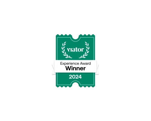 Viator Experience Award 2024 Winner badge for Rabbie's Tours, showcasing excellence in small group tours in the UK.