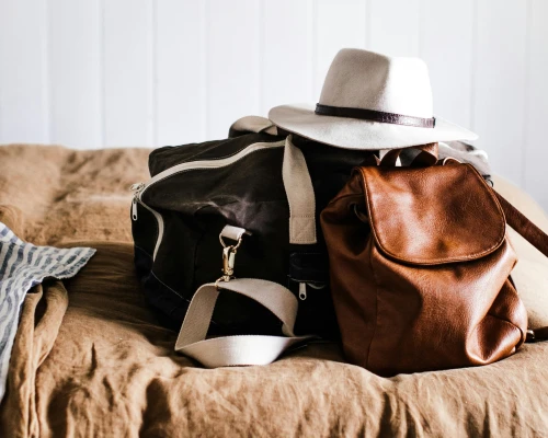 Luggage on a bed