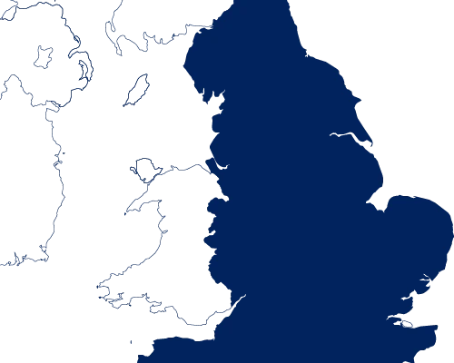 Outline map of Great Britain, highlighting England, Scotland, and Wales, ideal for small group tours by Rabbie's.